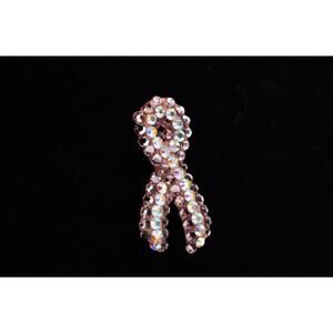 Bellini By Formart Vintage Pin Brooch Sparkling Aurora Borealis Pink Ribbon Bin5